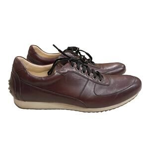 Alton Lane Mens 12 Burgundy Leather Lace Up Business Casual Laceup Sneaker Shoes